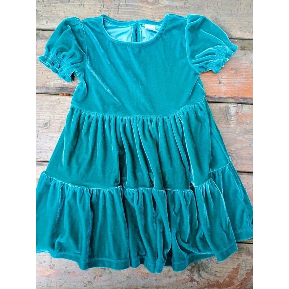 Carter's turqoise Velvet Tiered Holiday Dress sz 3T